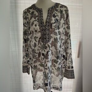 Tory Burch Beaded VNeck Long Sleeve blouse